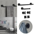 thumbnail image 2 of 6pc Stainless Steel Towel Bar Hanger Cloth Hook Paper Towel Rack Black Bathroom Accessories Perforated Bathroom Hardware Set, 2 of 9