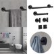 thumbnail image 2 of 6 unidades de barra para toallas de acero inoxidable, gancho para ropa, toallero, accesorios de baño negros, juego de accesorios de baño perforados, 2 of 8