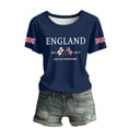 thumbnail image 5 of Women Blouses Short Sleeve Shirts British Print Crew Neck T Shirt Casual Tee Top Ladies Fashion Trendy Blouse XL, 5 of 5