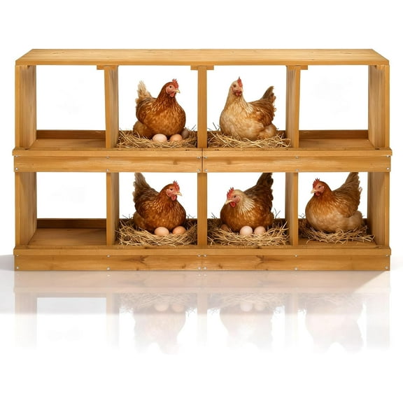 BFANGB Chicken Nesting Boxes, Wooden Nesting Boxes for Chickens, Egg Nesting Box for Hens, Chicken Coop Laying Boxes (8 Compartments)