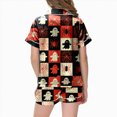 thumbnail image 5 of Cdudpw Halloween Girl Silk Pajamas Sets Ghost Halloween Print Button Up Shirt and Shorts Sleepwear 2 Piece Pjs Outfits(A031-Red), 5 of 5