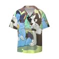 thumbnail image 2 of Lsque Bluey print Men's Cuban Collar Short Sleeve Shirt Summer Beachwear Casual Button Down Fashionable Vacation Leisure Shirt-3X-Large, 2 of 7