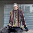 thumbnail image 2 of Pull Rétro Imprimé Coloré pour Hommes Nouveau 2024 Bloc de Couleur Tendance Hip Hop Col Rond Haut Tricoté Décontracté Surdimensionné, 2 of 6