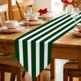 thumbnail image 2 of Green Striped Table Runner Linen Burlap Table Runner 48 Inches Long Farmhouse Abstract Horizontal Stripes Dresser Scarves for Kitchen Island Coffee Dining Room Party Wedding Holiday Decor 13"x48", 2 of 8