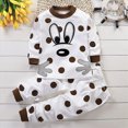 thumbnail image 2 of TOWED22 Outfit for Toddler Boys 2 Piece Long Sleeve Print Pattern Crewneck Top Elastic Waist Pants Casual Winter Clothing Set(White,1-2 Y), 2 of 6