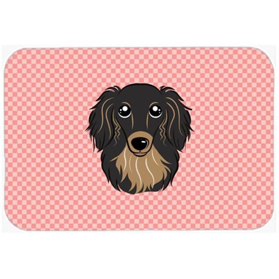 Carolines Treasures Checkerboard Pink Longhair Black And Tan Dachshund Mouse Pad - 7.75 x 9.25 In.