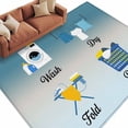 thumbnail image 3 of 5x8 Area Rugs, Blue Ombre Laundry Non-Skid Rubber Backing Large Rectangle Rugs - Living Room Bedroom Home Office, Wash Dry Fold Repeat Indoor Floor Mat Carpets Washable Rug, 3 of 9