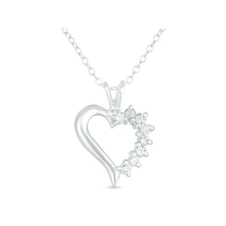 - CZ Sterling Silver Heart Pendant, 18