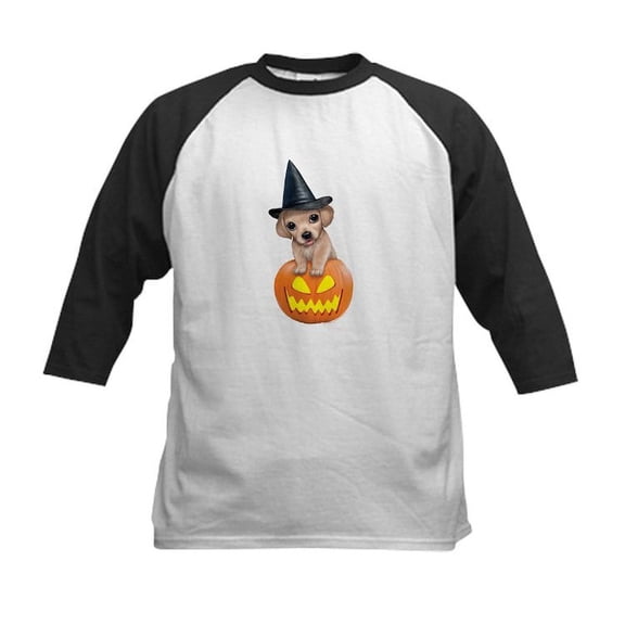CafePress - PD Moreno's Halloween Puppy Kids Baseball T Shirt - Kids Cotton Baseball Jersey, 3/4 Sleeve Shirt
