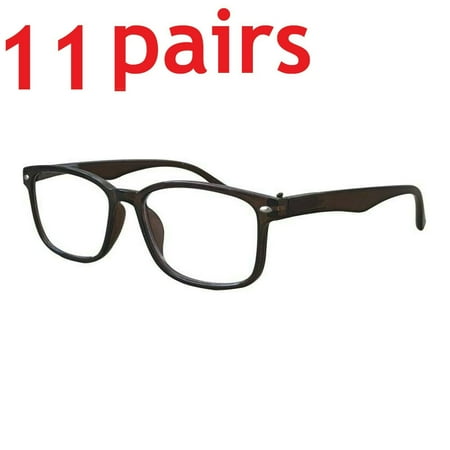 11 Packs Unisex Square Frame Blue Light Blocking Computer Reading Glasses Readers for Men Women +2.50
