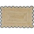 thumbnail image 2 of 3x10 Ft Navy Blue Border Premium Scalloped Jute Rug – Handcrafted Natural Braided Carpet for Living Room, Bedroom, Entryway – Boho Home Decor, 2 of 5