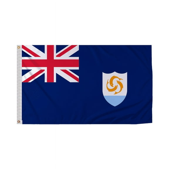 Promopatriot Anguilla Country Flag 3x5 Ft Outdoor Nylon Double Stitched Edges Canvas Header Brass Grommets 3'x5' Anguilla