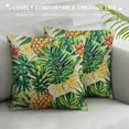 thumbnail image 3 of Fenyluxe  Pineapple Decorative Throw Pillow Cover Case,Tropical Palm Leaves and Flowers Outdoor Pillow Cases Square Cushion Covers for Sofa Couch Bed Gold Green 24x24in, 3 of 5