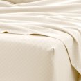 thumbnail image 4 of Noble Linens 4 Piece Ivory Checkered Embossed Bed Sheet Set, CalKing, 4 of 6