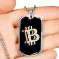 thumbnail image 2 of Collier Crypto Signe Dollar Bitcoin Acier Inoxydable Ou or 18k Étiquette Chien Chaîne 24 Pouces, 2 of 8