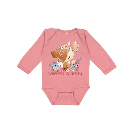 

Inktastic Little Sister Deer Gift Baby Girl Long Sleeve Bodysuit