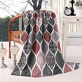 thumbnail image 2 of Red and Black Ethnic Geometric Pattern Blanket,Comfortable Soft Lamb Wool Throw Blanket,All Season,Warm Lightweight Blankets for Sofa Bed Couch Living Room Chair,50"x60", 2 of 4