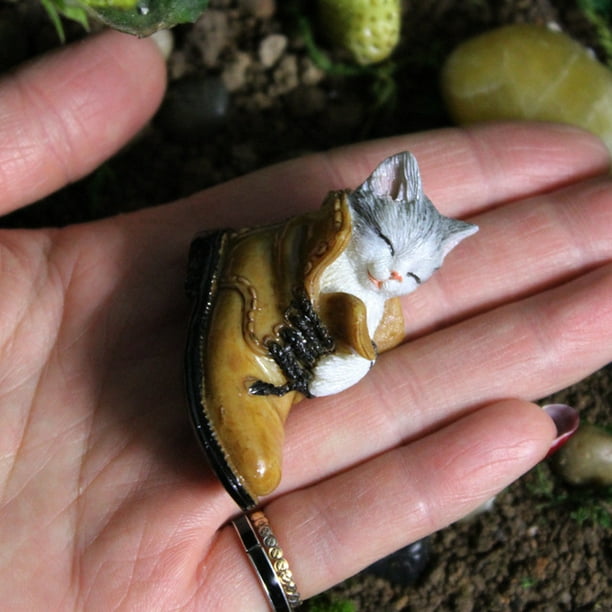 CAROOTU Mini chat dans une botte jardin résine mignon Figurine