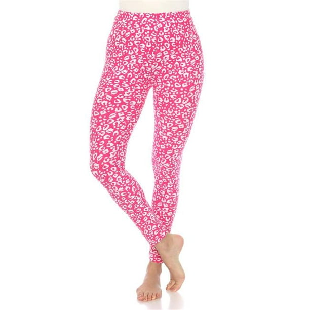 Womens Super Soft Leopard Printed Leggings, Pink - One Size Fits Most