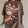 thumbnail image 3 of 4th Of July Highland Cow Tee Western American Flag Graphic Shirt, Patriotic 250th Anniversary Outfit, Unisex Cotton T-Shirt, Size S-3XL, 3 of 5