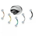 thumbnail image 5 of K-KED Stainless Steel Eyebrow Banana Ring Piercing Rhinestone Curved Barbell Lip Ring -Black-1.2*6*3mm, 5 of 9