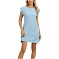 thumbnail image 2 of Antinious Summer Dresses for Women,Womens Dresses for Party,Beach Dresses for Women Solid Sleeveless Round Neck Loose And Comfortable Pocket Dress,Blue,S, 2 of 5