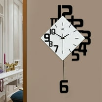Wall Clocks for Living Room Decor Silent Pendulum Wall Clocks Battery Operated Non-Ticking for Bedroom Office Home Decorative Square White Wood Clocks Wall Decor