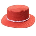 thumbnail image 1 of Sombrero de ala ancha y plana con parte superior de perla para mujer, de circunferencia de 56 a 58 cm, sombrero para el sol, plegable, para exteriores, para verano, 1 of 5