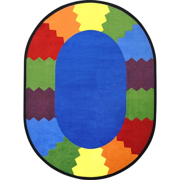 Joy Carpets Kid Essentials Block Party 7'8" x 10'9" Oval Area Rug in Color Multi
