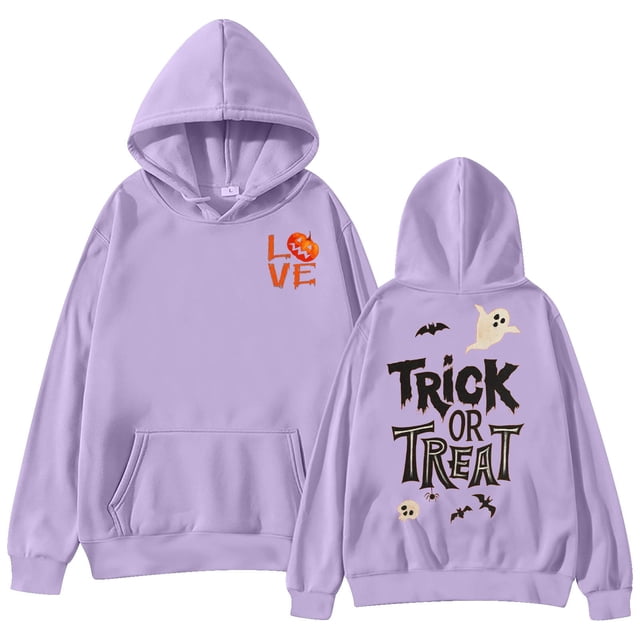NMMUED Chandail d'Halloween pour Femmes, Chandail à Capuchon pour Femmes, Chandails d'Halloween pour Femmes, Chandails à Capuchon Graphiques, Chandail d'Halloween Grande Taille, Chandails Graphiques pour Femmes, Violet TG