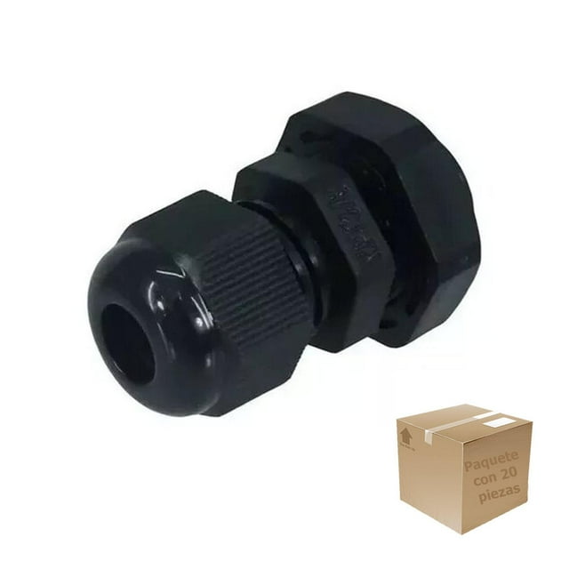 Conector Glandula De Nylon Negro 3/8 Pulgadas 20 Pzs negro 3/8 pulgadas