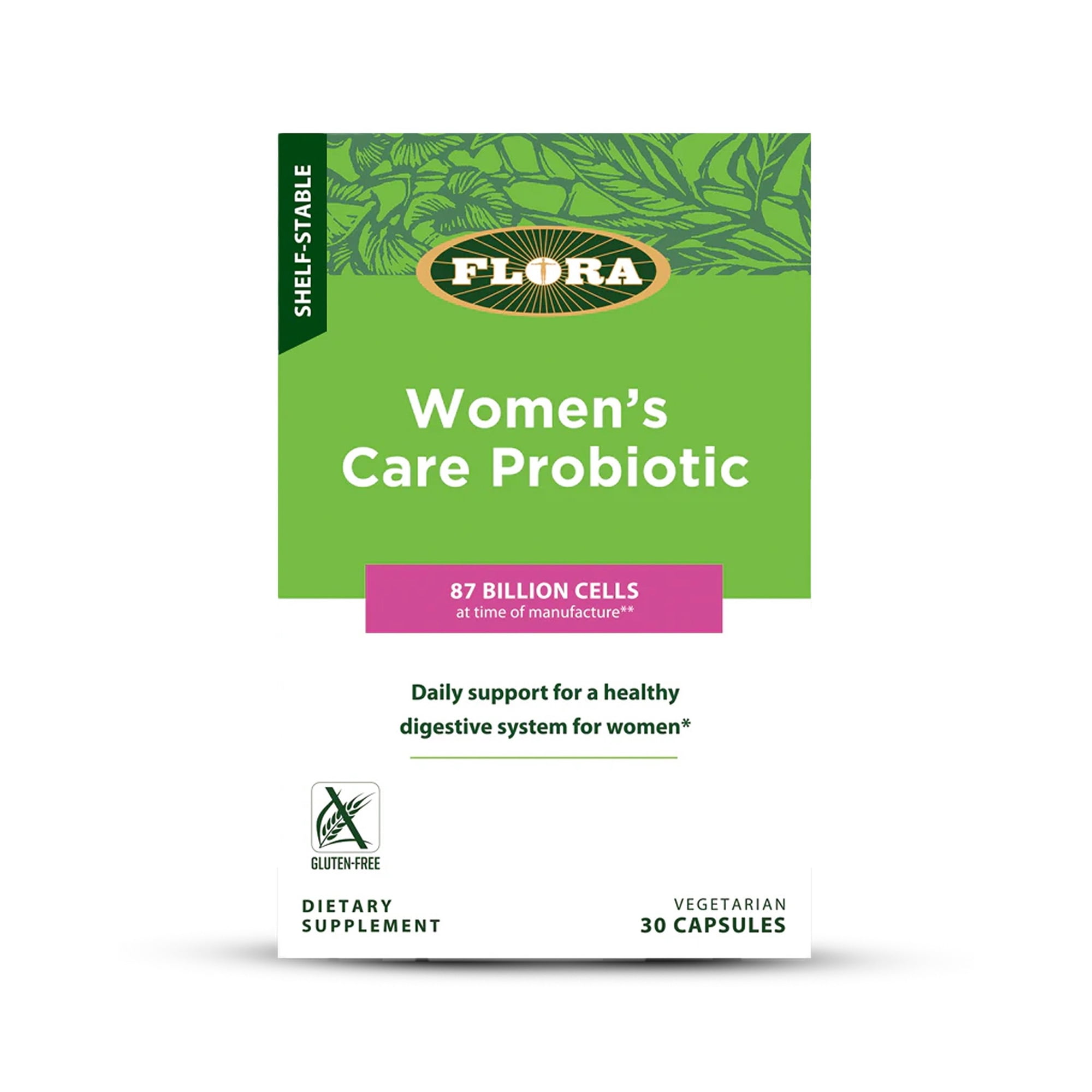 Flora - Women's Care Probiotic with Eight Strains of Beneficial Bacteria, Support Digestive & Vaginal Health, Fights Yeast and Bacteria, Shelf Stable, 87 Billion CFU's, 30 Vegetarian Capsules