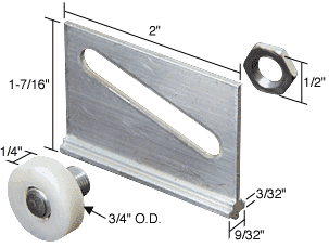 Gordon Glass 3/4" Flat Edge Nylon B.B.Sliding Shower Door Roller ...