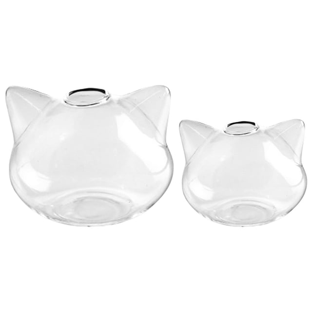 Miangastore 2pcs Cat Shaped Glass Vase Hydroponic Plant Flower Vase Terrarium Container