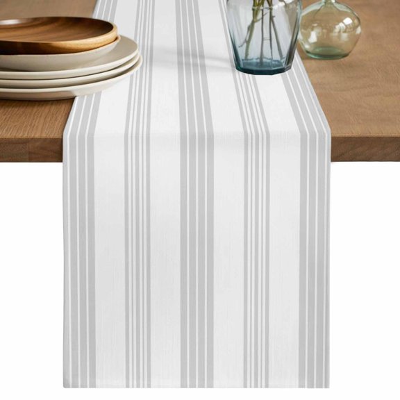 Minimalist Geometric Table Runner 48 Inches Long,Modern Vertical Stripes Texture Gray Cotton Linen Table Runners Dresser Scarves,Fabric Tabletop Scarf Furniture Cover for Home Dinner Party 13"x48"