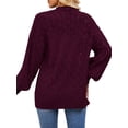 thumbnail image 4 of Nlife Women Open Front Lantern Sleeve Crochet Cutout Ribbed Edge Sweater, 4 of 5