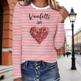 thumbnail image 2 of Cute Sweatshirt for Women, Oversized Heart Print Pullover, Striped Easter Crewneck Sweater, Cute Heart Graphic Casual Lounge Top(Red4,M), 2 of 5