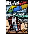thumbnail image 3 of Ocean City, Maryland, Beach Chair, Scratchboard (100% Cotton Tea Towel, Decorative Hand Towel, Kitchen and Home), 3 of 3