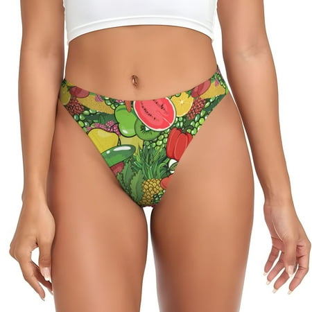 Sigee Fruits Vegetables And Berries for Women s G-String Panty  Low Rise  Soft Lace Perfect for Everyday Wear or Special Occasions-3X-Large