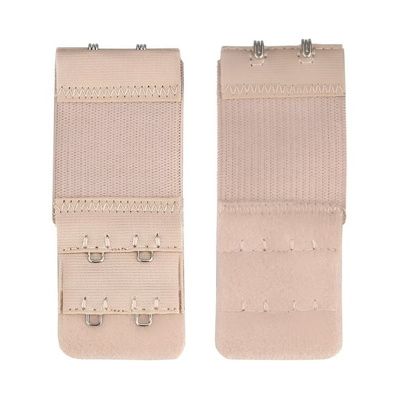 TELOLY 3pcs Women's Elastic Bra Extenders 2-Hooks 2 Rows Extension Straps in Different Colors (Black, White, Nude)