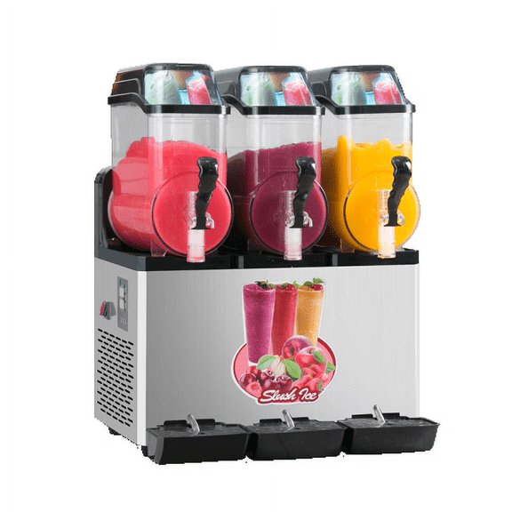 110V Commercial Slushy Machine 45L 3 Tank 1100W Stainless Steel Margarita Frozen Drink With Powerful Compressor Efficient Cooling Perfect for Supermarkets Cafes Restaurants Bars