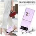 thumbnail image 5 of ELEHOLD Wallet Crossbody for Samsung Galaxy Z Flip 4 Case with Lanyard Wrist Strap Credit Card Holder, PU Leather Protective Phone Case with Ring Holder,Purple, 5 of 8