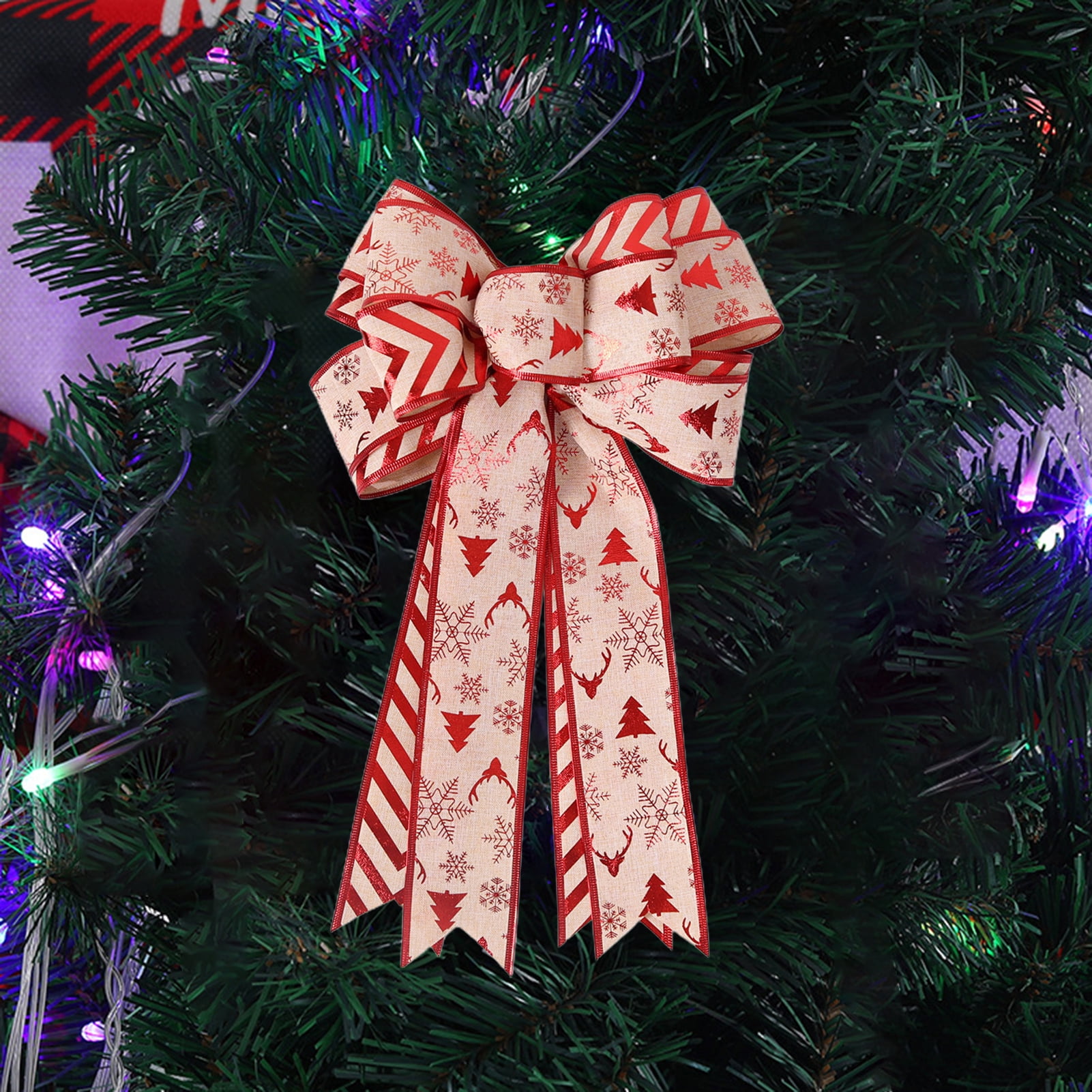 HOMEMAXS 5pcs/Pack Glittering Fabric Christmas Ribbon Bow Gift
