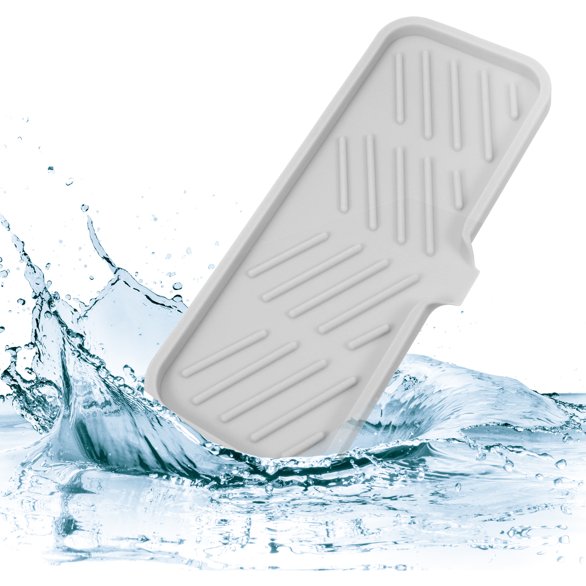 Unique Bargains Soap Dish Keep Soap Dry for Bathroom Kitchen Silicone Light Gray 23x10cm