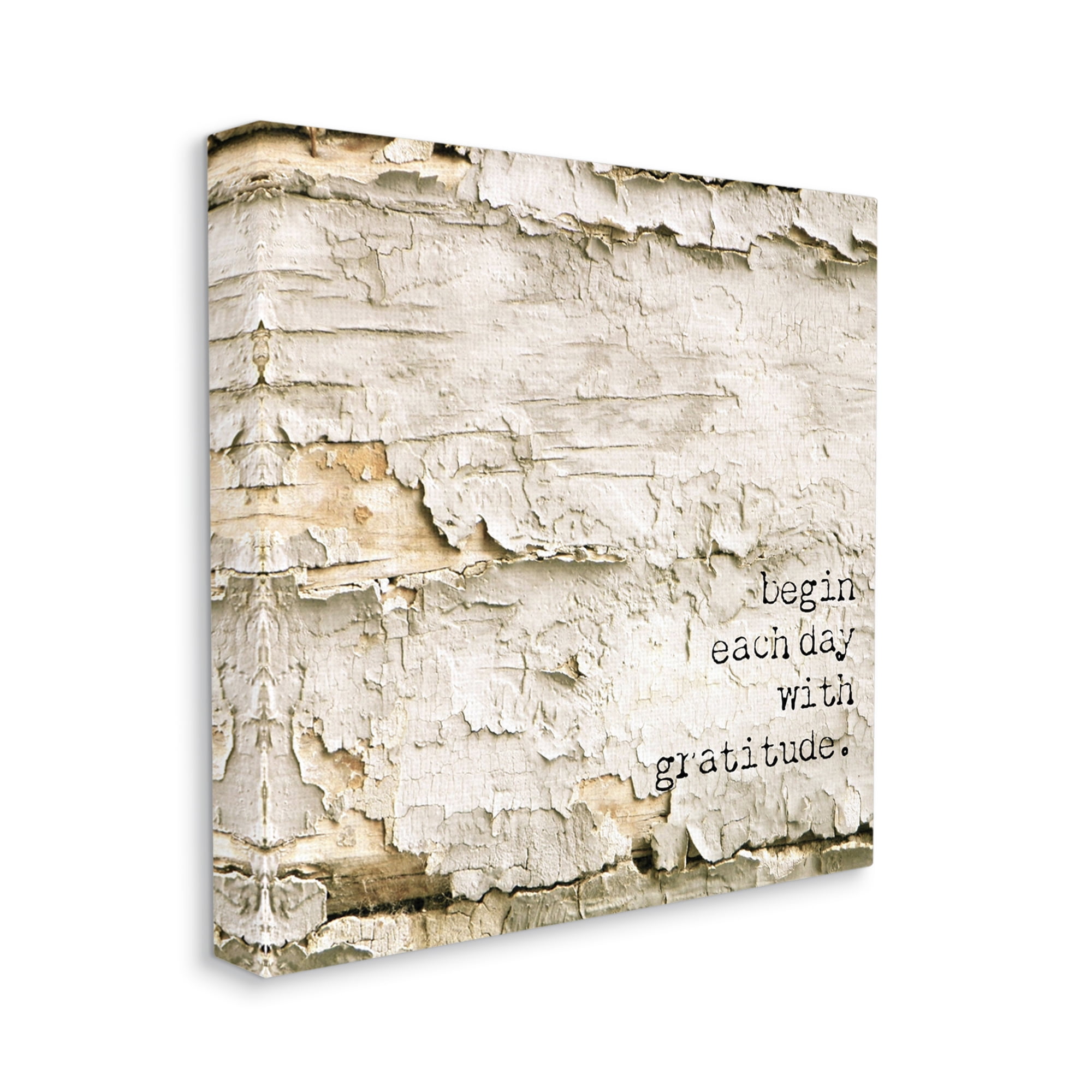 Stupell Industries Inspiring Gratitude Typography Phrase Rustic Flaked Tree Graphic Art Gallery Wrapped Canvas Print Wall Art, Design by Graffitee Studios