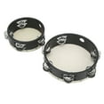 thumbnail image 4 of 2PCS Wooden Hand Drum Double Row Metal Jingle Bells Sheepskin Percussion Tambourine 6in 8in, 4 of 8