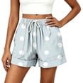 thumbnail image 2 of Only Moment Polka Dot Shorts Womens Beach Shorts Summer Casual Wide Leg Loose High Waist Drawstring Dressy Shorts 2026 Beach Vacation Clothes Light Blue,L, 2 of 6
