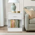 thumbnail image 6 of Karl home Nightstands Set of 2 with Drawer for Bedroom, Wood Night Stand Set 2 with Open Shelf, Modern Nightstand Bedside Tables Set of 2, End Table, White, 6 of 9