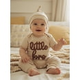 thumbnail image 6 of BemeyourBBs Newborn Baby Boy Little Brother Outfits Cute Little Bro Letters Rib Romper Short Sleeve Full Length Jumpsuit Hat Infant Spring Summer Clothes, 6 of 9