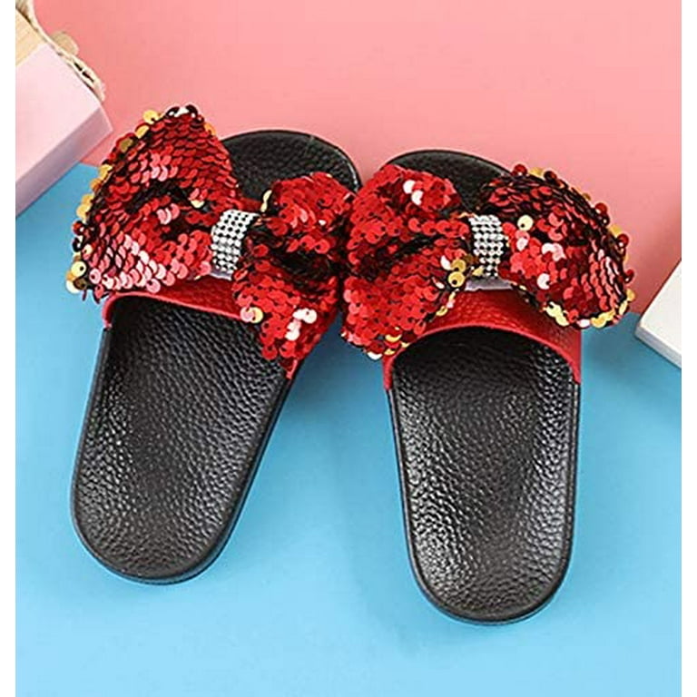 Girls hot sale glitter slides